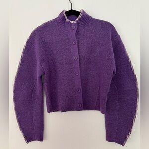 Purple Button-Up Cardigan